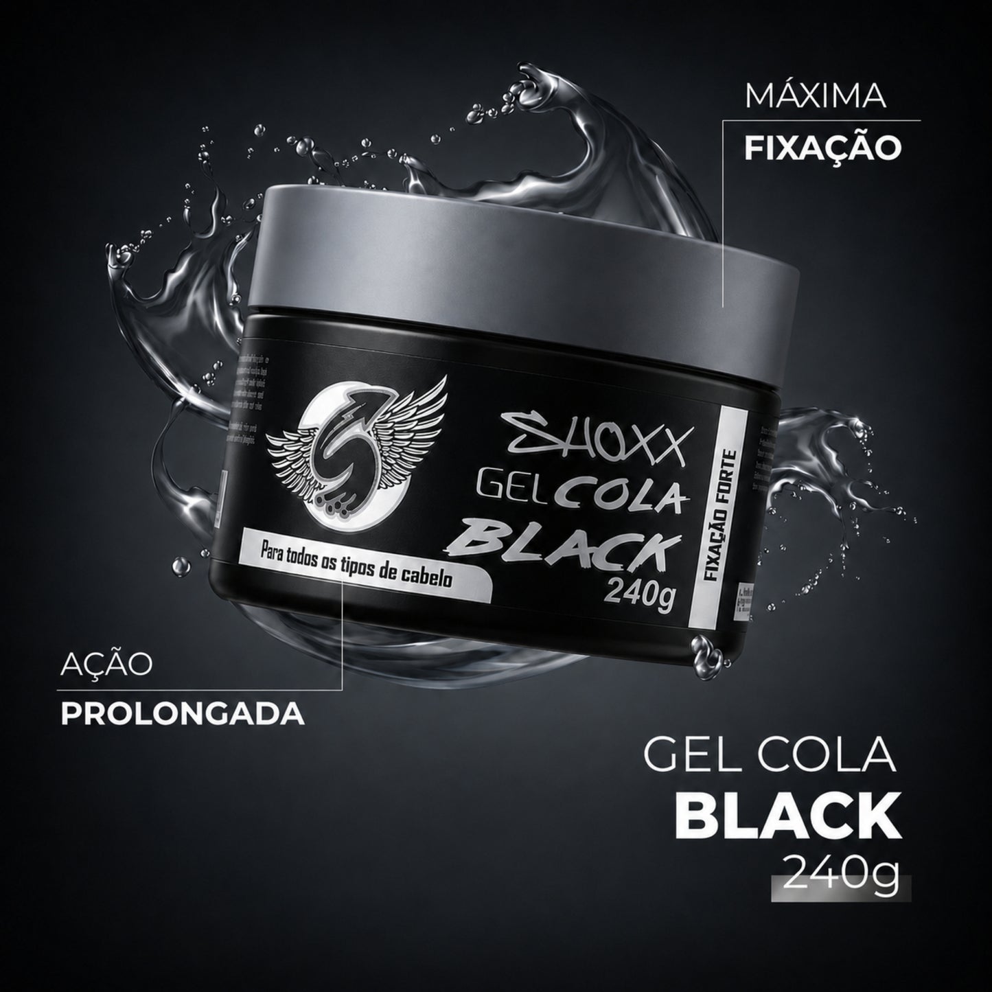 Gel Cola Black 240g | Fixação Extra Forte
