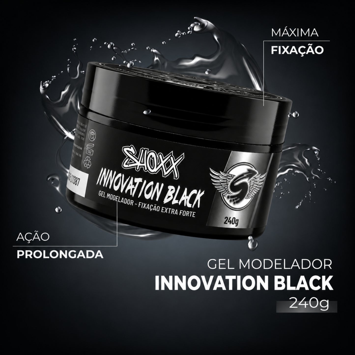 Gel Cola Innovation Black 240g | Fixação Extra Forte