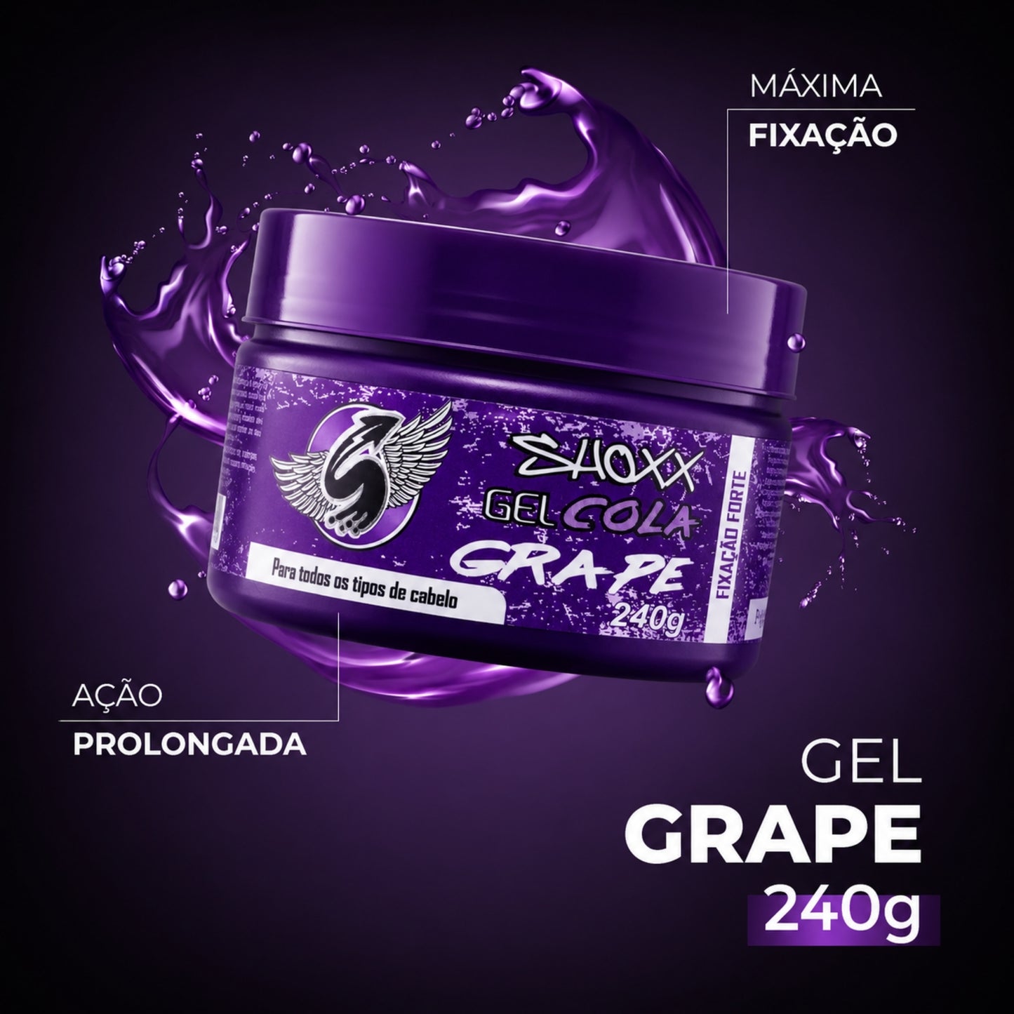 Gel Cola Grape 240g | Fixação Extra Forte