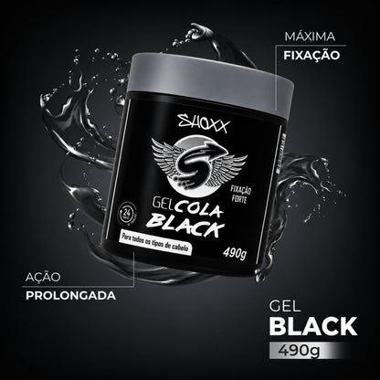 Gel Cola Black 490g | Fixação Extra Forte