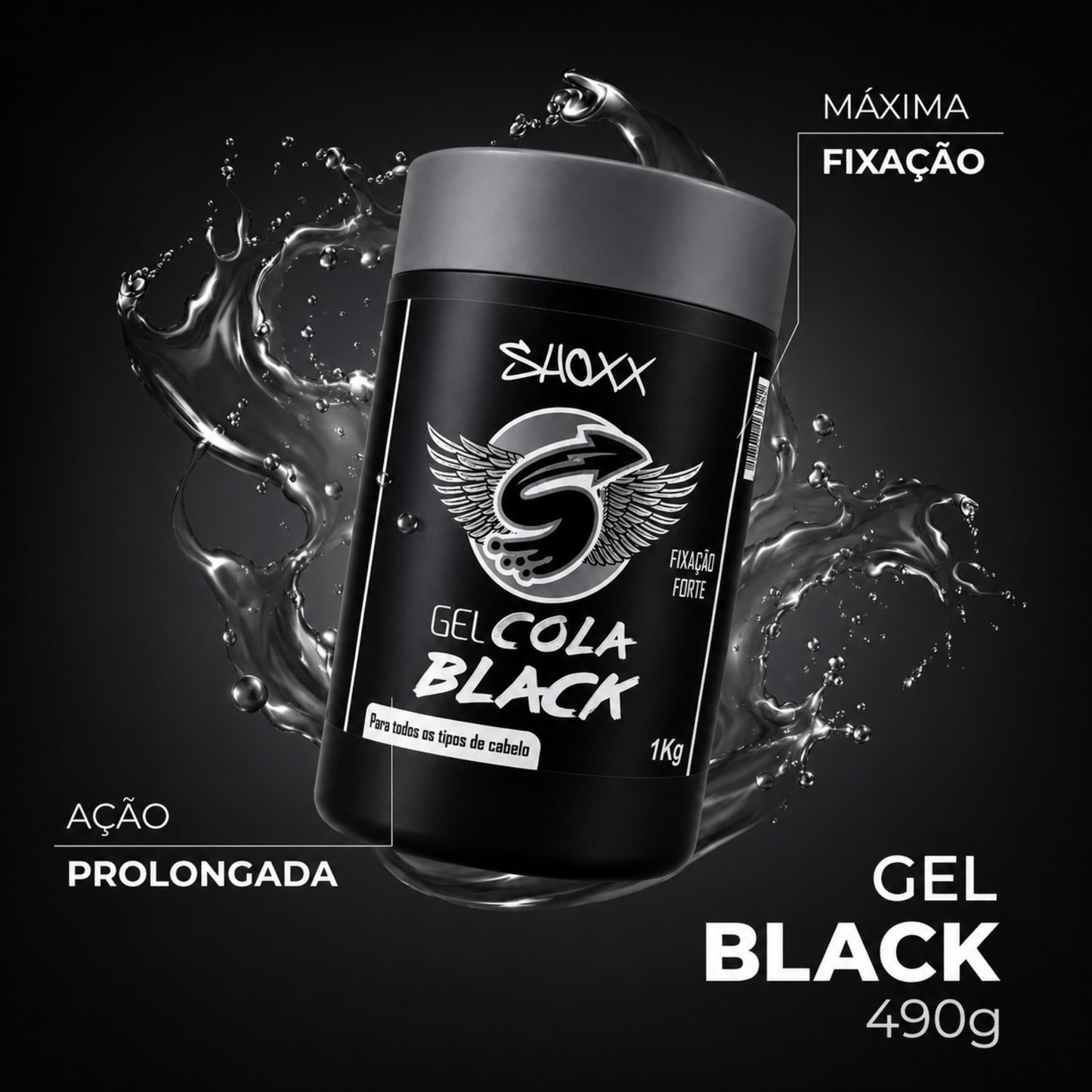 Gel Cola Black 1kg | Fixação Forte